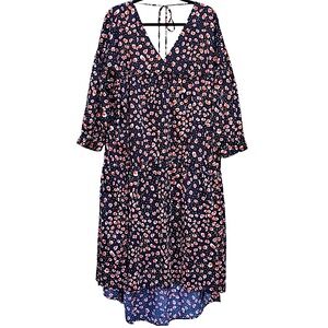 "Who What Wear" Black & Orange Leopard Print High-Low Tiered Tent Dress Size 2X